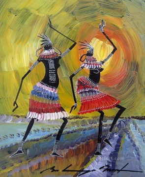 danseurs noirs decor peintures épaisses Afriqueine Peinture à l'huile